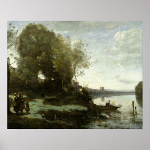 Jean-Baptiste-Camille Corot - Floden med avrinning Poster