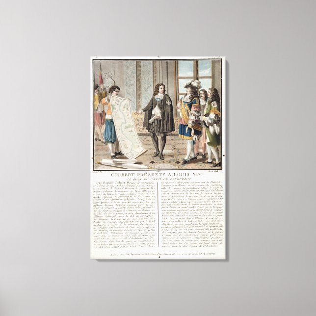 Jean Baptiste Colbert (1619-83) presenter, karta o Canvastryck (Framsida)