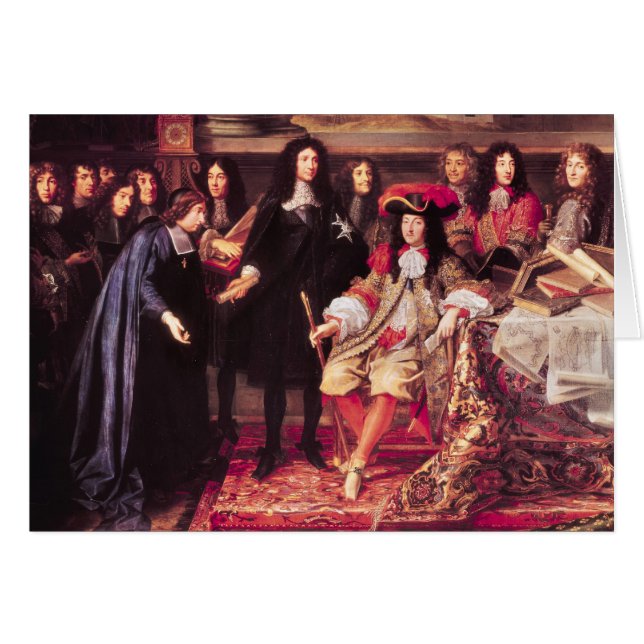 Jean-Baptiste Colbert som framlägger medlemmarna Hälsningskort (Framsidan Horizontal)