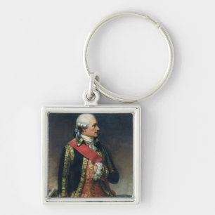Jean-Baptiste de Vimeur Räkna av Rochambeau Fyrkantig Silverfärgad Nyckelring