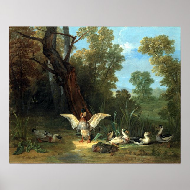 Jean-Baptiste Oudry Anka Resting in Sunshine Poster (Framsidan)