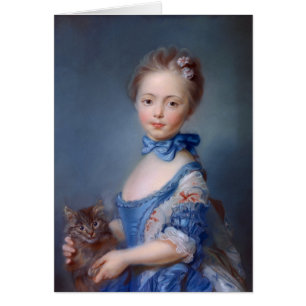 Jean-Baptiste Perronneau: Flicka med kattungen Hälsningskort