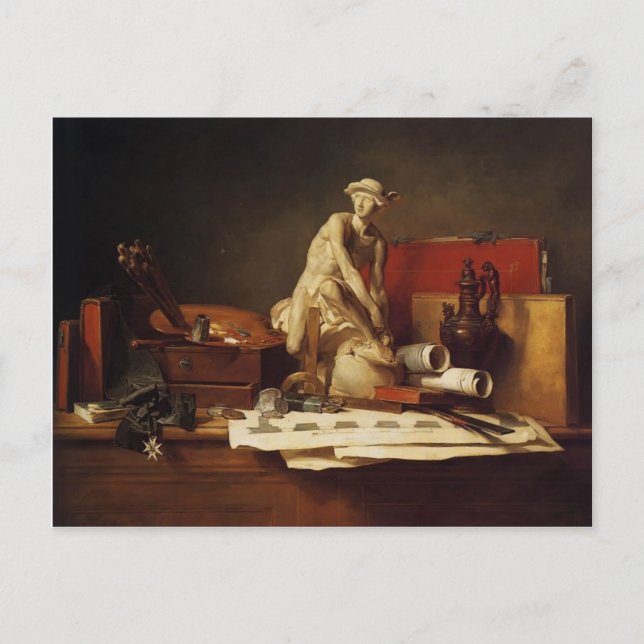Jean-Baptiste-Simeon Chardin-The Attributes of Art Vykort (Framsida)