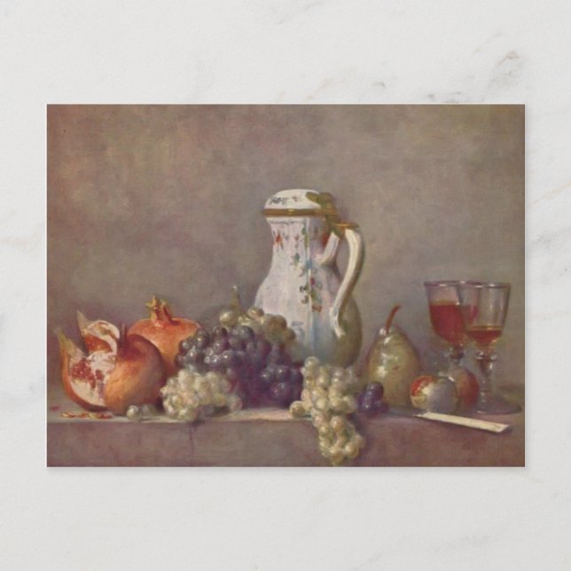 Jean Chardin - Fortfarande liv med porslinens teka Vykort (Framsida)