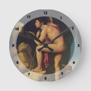 Jean Dominique Ingres- Oedipus och sphinxen Rund Klocka