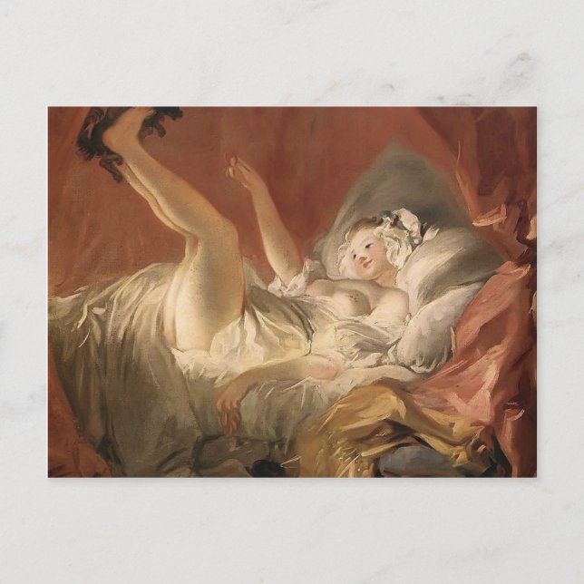 Jean Fragonard- Young Woman Spela med en Hund Vykort (Framsida)
