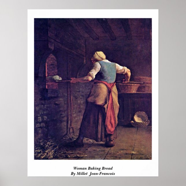 Jean-Francois, kvinnlig Baking Bread by Millet (II Poster (Framsidan)