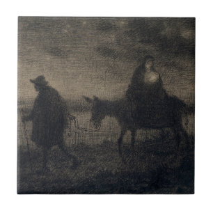 Jean-Francois Millet - Flygningen in i Egyptenen Kakelplatta