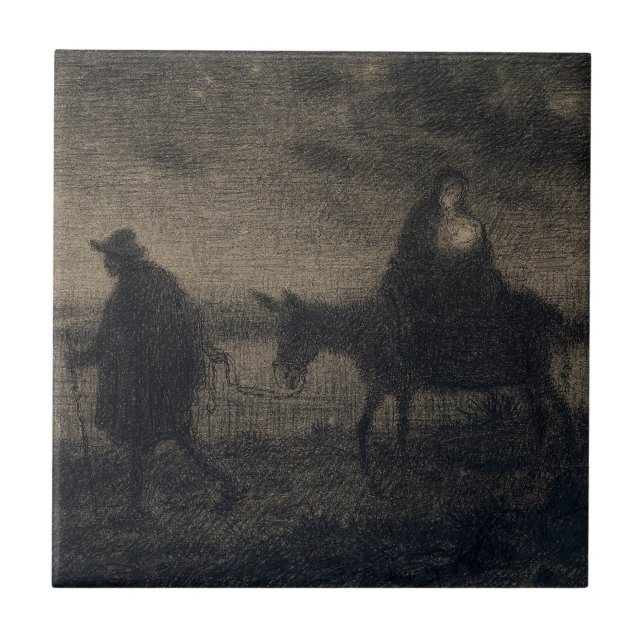 Jean-Francois Millet - Flygningen in i Egyptenen Kakelplatta (Framsidan)