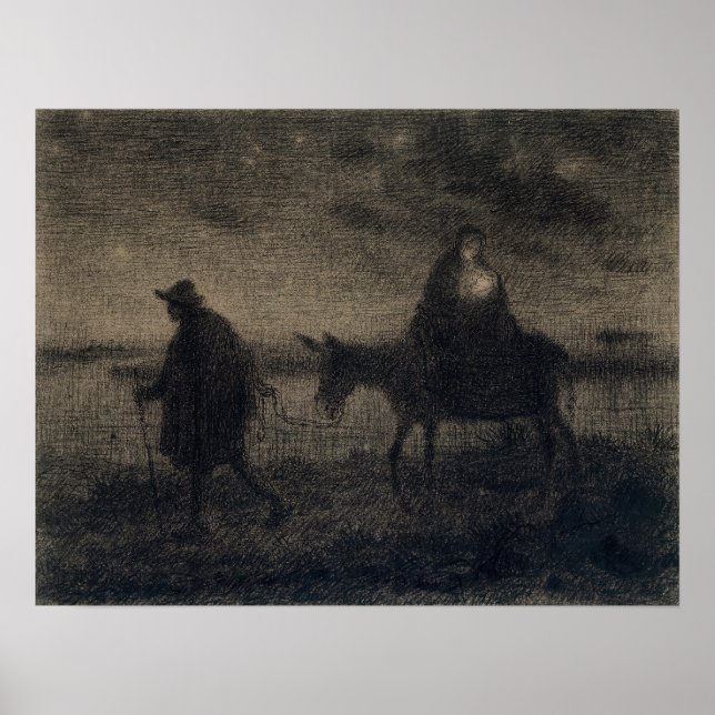 Jean-Francois Millet - Flygningen in i Egyptenen Poster (Framsidan)