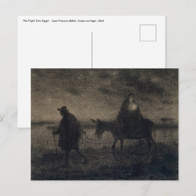 Jean-Francois Millet - Flykten till Egypten Vykort (Fram/baksida)