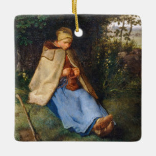 Jean-Francois Millet - Knitter Julgransprydnad Keramik