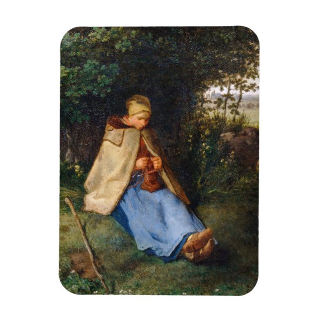 Jean-Francois Millet - Knitter Magnet (Vertikal)