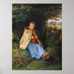 Jean-Francois Millet - Knitter Poster