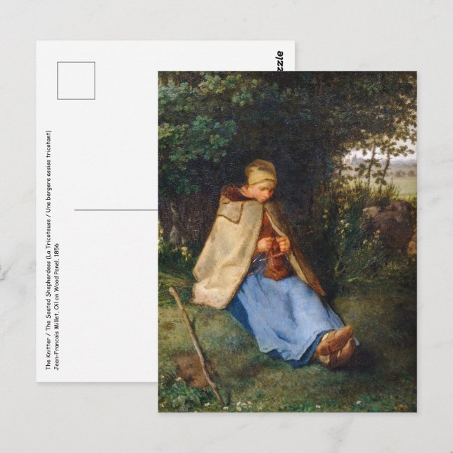Jean-Francois Millet - Knitter Vykort (Fram/baksida)