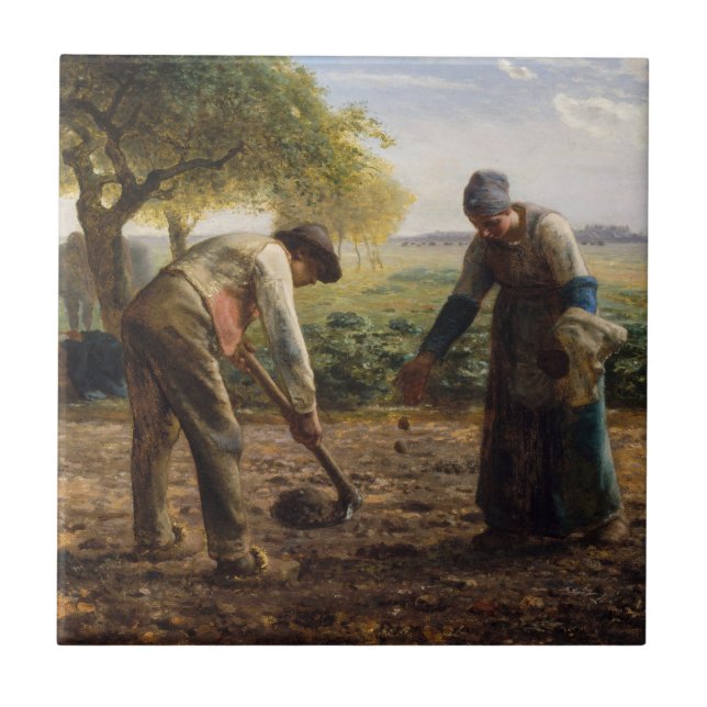 Jean-Francois Millet - Potato Planters Kakelplatta (Framsidan)