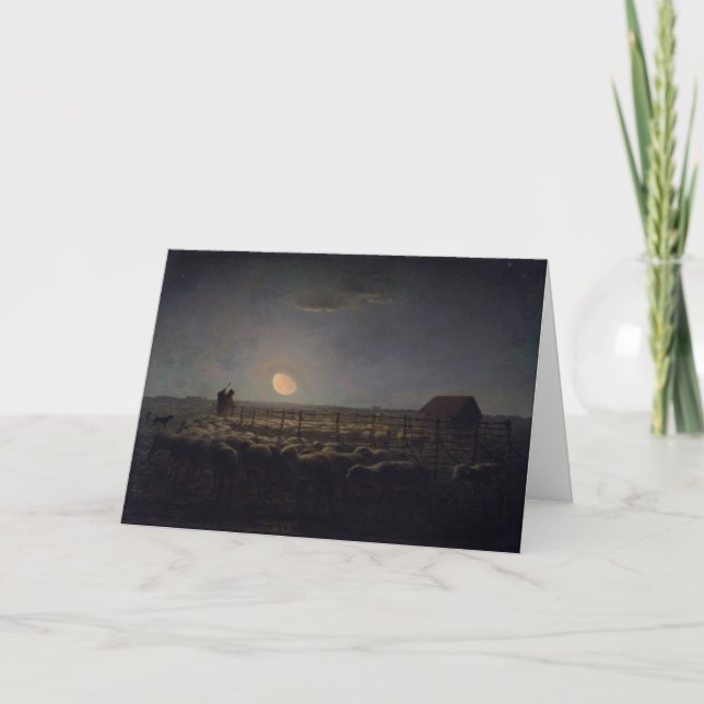Jean-Francois Millet - Sheepfold, Moonlight 1860 Kort (Framsida)