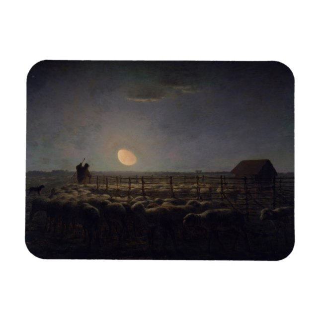 Jean-Francois Millet - Sheepfold, Moonlight 1860 Magnet (Horisontell)