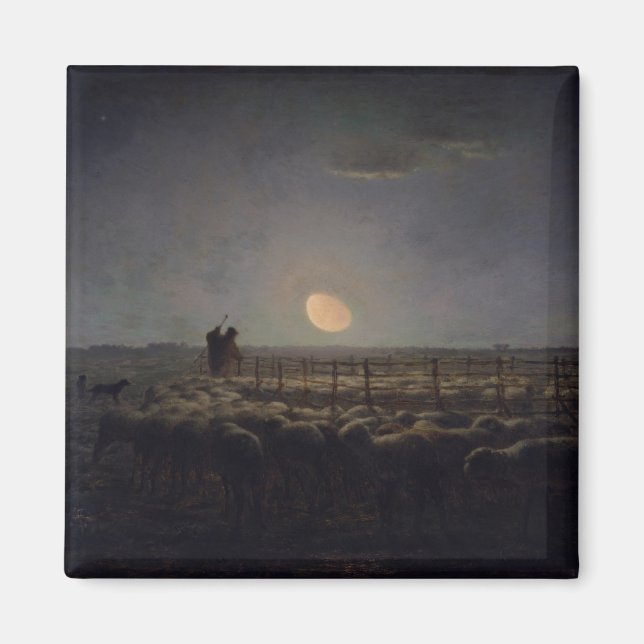 Jean-Francois Millet - Sheepfold, Moonlight 1860 Magnet (Framsidan)