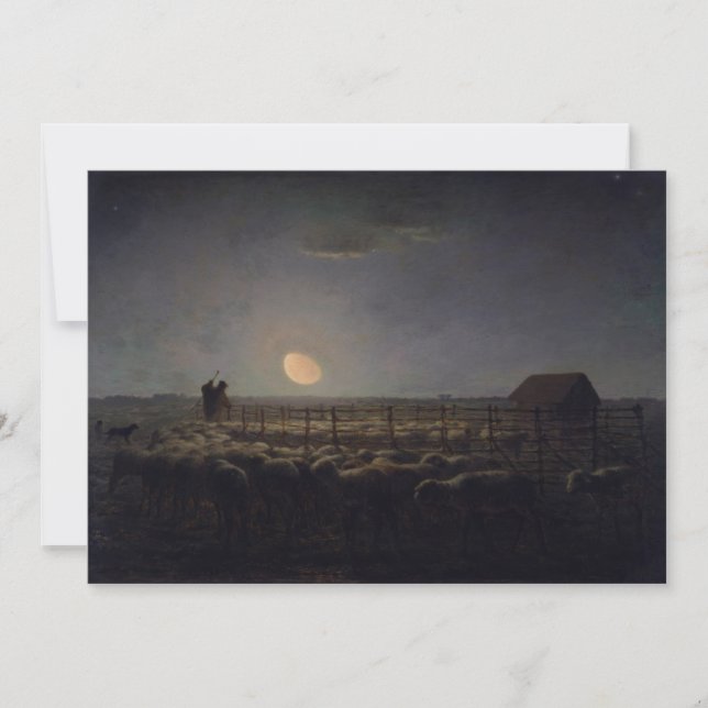 Jean-Francois Millet - Sheepfold, Moonlight 1860 Tack Kort (Framsida)