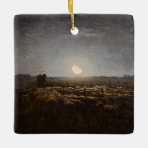 Jean-Francois Millet - Sheepfold, Moonlight 1872 Julgransprydnad Keramik