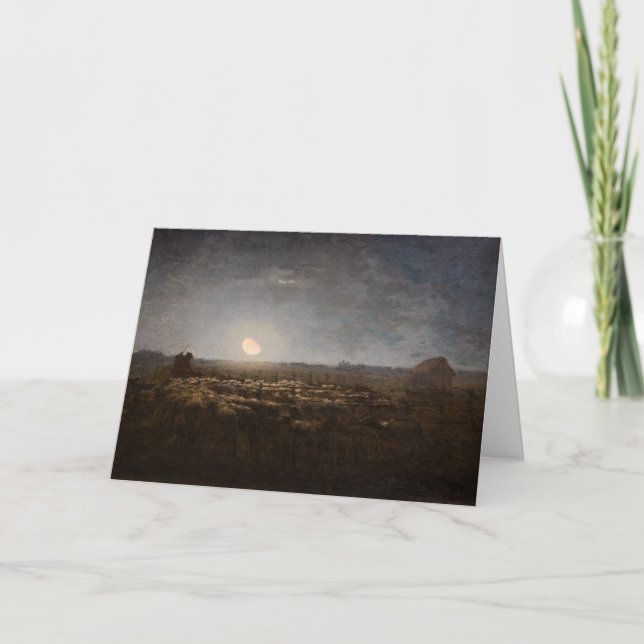 Jean-Francois Millet - Sheepfold, Moonlight 1872 Kort (Framsida)