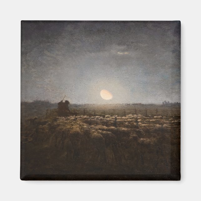 Jean-Francois Millet - Sheepfold, Moonlight 1872 Magnet (Framsidan)
