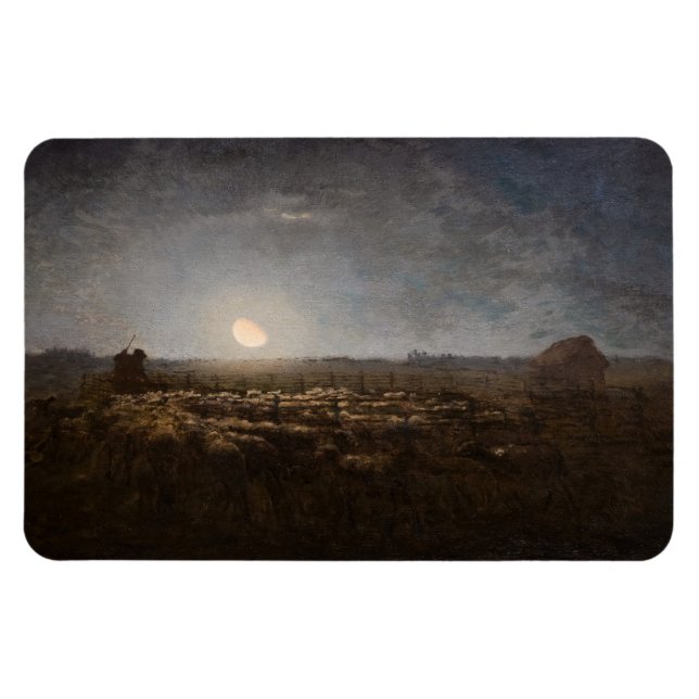Jean-Francois Millet - Sheepfold, Moonlight 1872 Magnet (Horisontell)