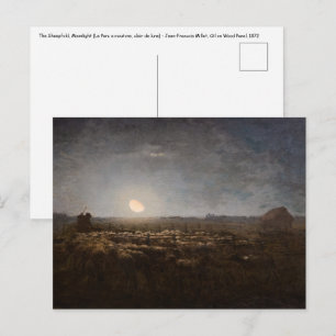 Jean-Francois Millet - Sheepfold, Moonlight 1872 Vykort