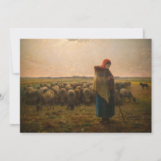 Jean-Francois Millet - Shepherdes och Flock 1863 Inbjudningar (Framsida)