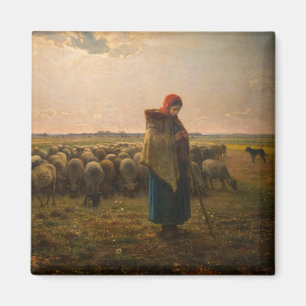 Jean-Francois Millet - Shepherdes och Flock 1863 Magnet