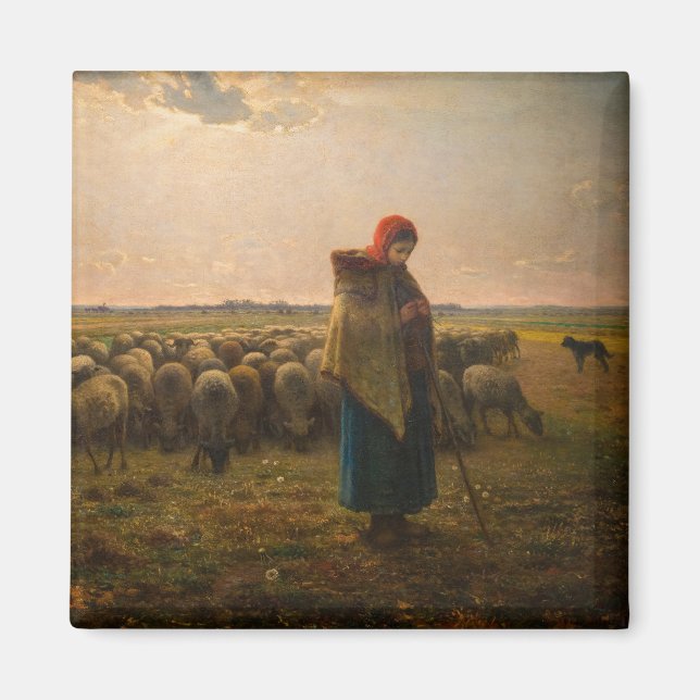 Jean-Francois Millet - Shepherdes och Flock 1863 Magnet (Framsidan)