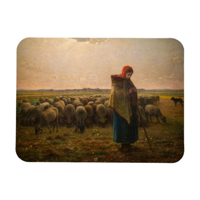 Jean-Francois Millet - Shepherdes och Flock 1863 Magnet (Horisontell)