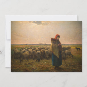 Jean-Francois Millet - Shepherdes och Flock 1863 Tack Kort