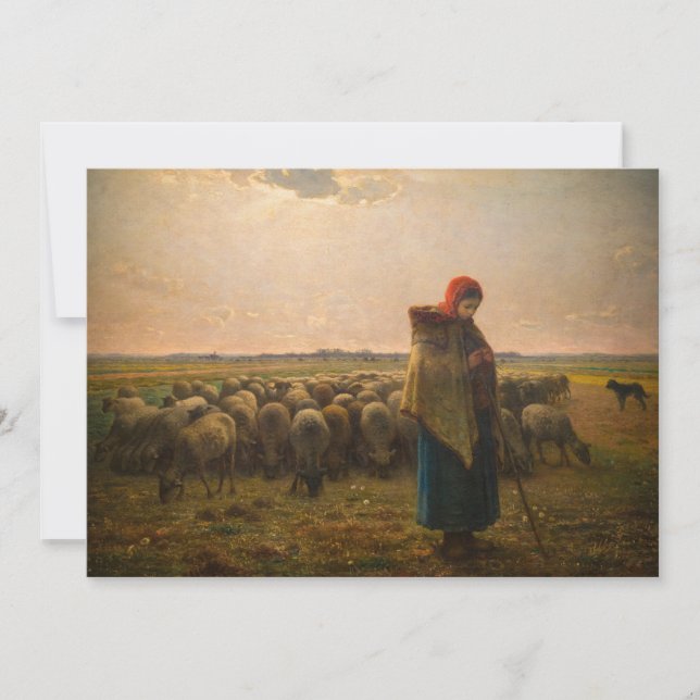 Jean-Francois Millet - Shepherdes och Flock 1863 Tack Kort (Framsida)
