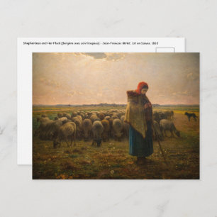 Jean-Francois Millet - Shepherdes och Flock 1863 Vykort