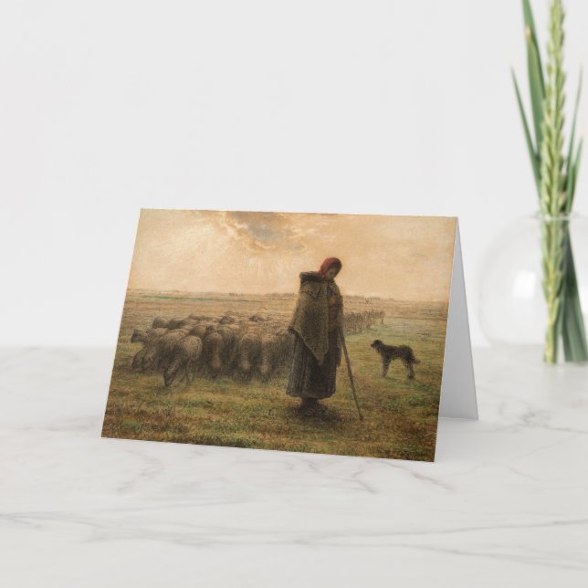Jean-Francois Millet - Shepherdes och Flock 1865 Kort (Framsida)
