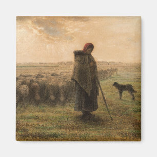 Jean-Francois Millet - Shepherdes och Flock 1865 Magnet