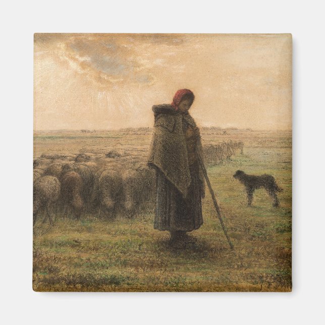 Jean-Francois Millet - Shepherdes och Flock 1865 Magnet (Framsidan)