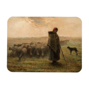 Jean-Francois Millet - Shepherdes och Flock 1865 Magnet