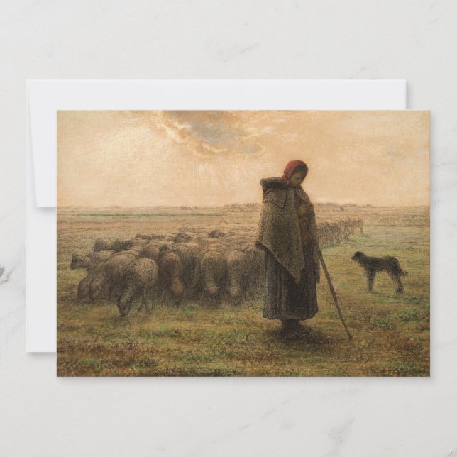 Jean-Francois Millet - Shepherdes och Flock 1865 Tack Kort (Framsida)