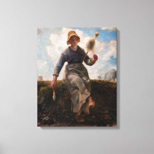 Jean-Francois Millet - Spinner Girl Canvastryck (Framsida)