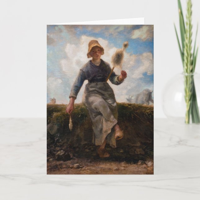 Jean-Francois Millet - Spinner Girl Kort (Framsida)