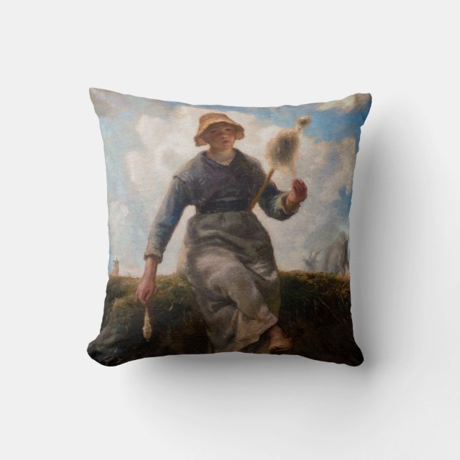 Jean-Francois Millet - Spinner Girl Kudde (Framsida)