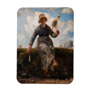 Jean-Francois Millet - Spinner Girl Magnet