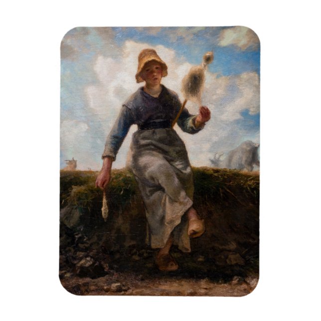 Jean-Francois Millet - Spinner Girl Magnet (Vertikal)