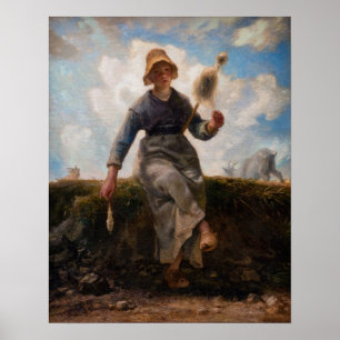 Jean-Francois Millet - Spinner Girl Poster