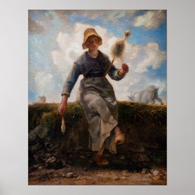 Jean-Francois Millet - Spinner Girl Poster (Framsidan)