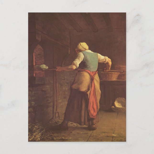 Jean-Francois Millet-Woman bakbrödda bröd Vykort (Framsida)