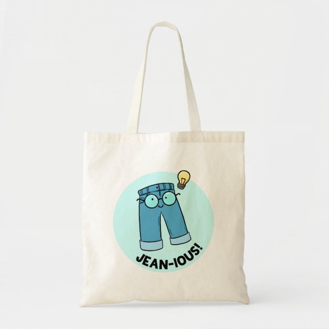 Jean-ious Denim Byxor Pun Tote Bag Tygkasse (Framsidan)